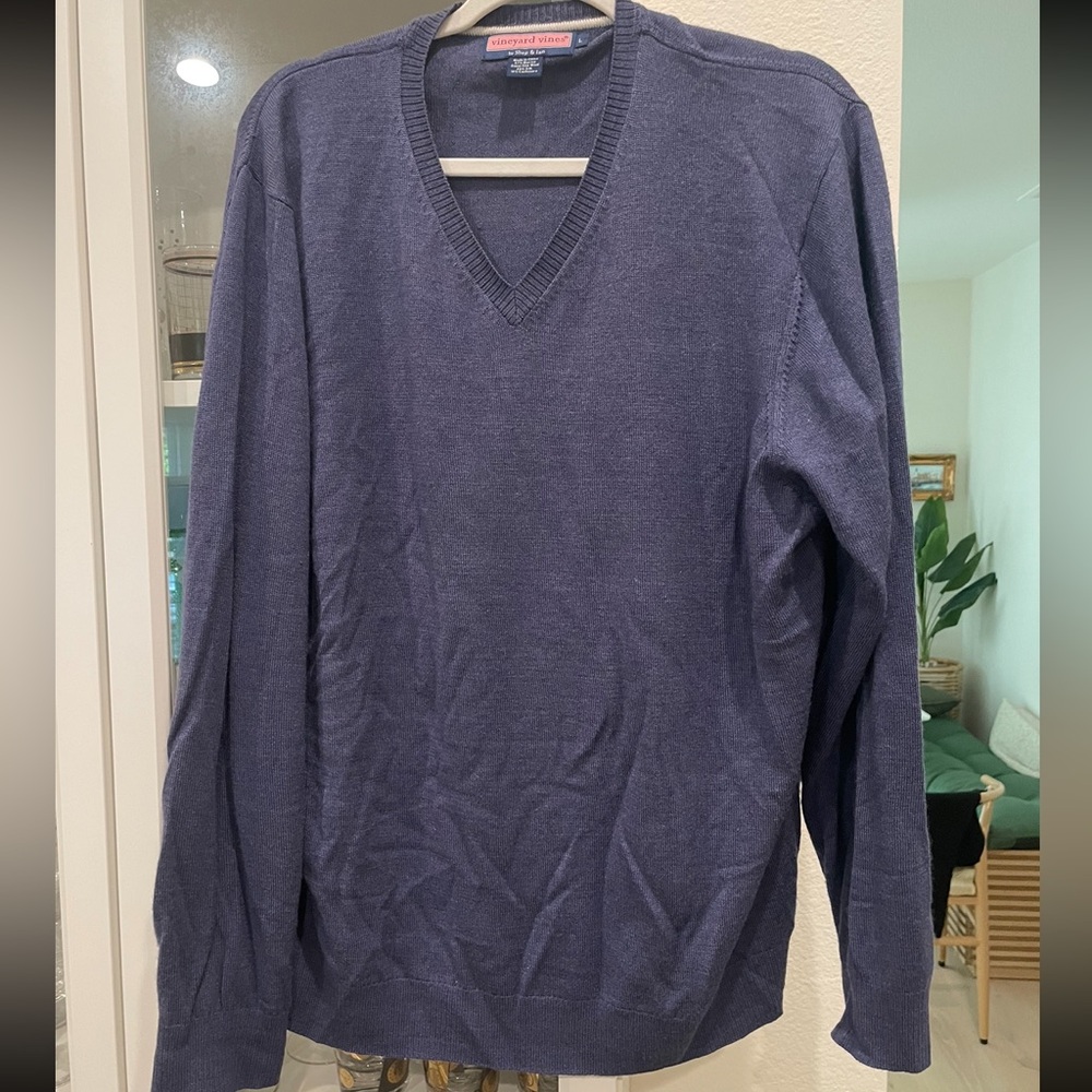 Cashmere Vineyard Vines Pullover Sweater Shirt Merino Wool Silk Size Large